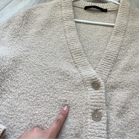 Jenni Kayne Merino Wool Boucle Boyfriend Cardigan Sweater Beige (Small) preppy - Picture 8 of 8
